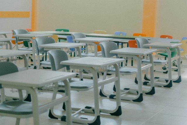 row of chairs in a primary school